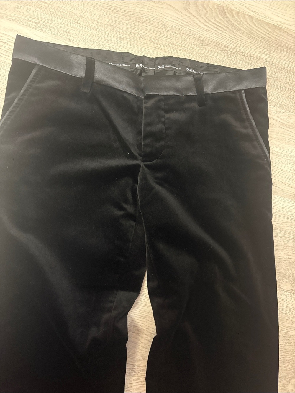 D&G Black Velvet Men’s Tuxedo Pants